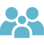 Icon of three blue user figures representing a group.